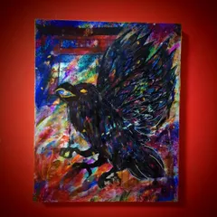 【現代アート/一点物】月と八咫烏【F6号】 現代アート/一点物】月と八咫烏【F6号】 現代アート/一点物】月と