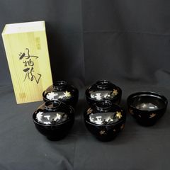 特選会津塗 吸物椀 5客セット 蝶々蒔絵 - メルカリ