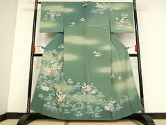 平和屋着物▼訪問着　友禅　梅松風景文　正絹　逸品　AAAU4294np