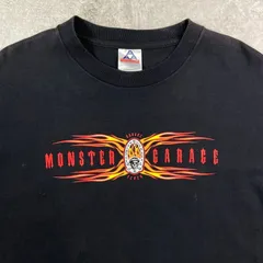 00年代 MONSTER GARAGE テレビシリーズ スカル ファイヤー ロゴプリントTシャツ メンズL 