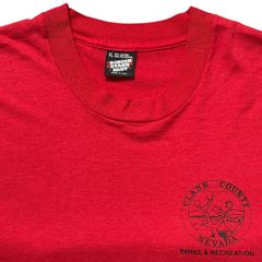 XL 90s USA製 ヴィンテージ 古着 SCREEN STARS Tシャツ ワンポイント 公園 NEVADA シングルステッチ 赤 レッド