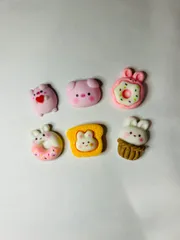 うさぎとブタの可愛いカボション6個セット