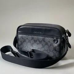 Aj3 《美品》 COACH コーチ ダブルファスナー ショルダーバッグ C4149 ブラック シグネチャー カメラバッグ クロスボディ カバン 鞄t18r