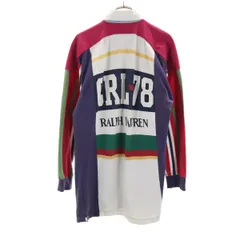 CHAPS RALPH LAUREN チャップスラルフローレン 90s オールド バックロゴ CRL-78 長袖 ラガーシャツ L ネイビー ポロシャツ メンズ 古着