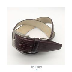 ORIHICA オリヒカ ベルト 06 オフィス ビジネス 型押し メンズ ブラウン Lサイズ USED
