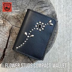 栃木レザー財布 コンパクト財布　コンパクトウォレット スタッズ財布　ミニ財布　日本製  WL001W-ST7
