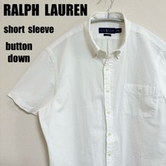 ラルフローレン RALPH LAUREN 半袖 ボタンダウンシャツ スリムフィット サッカー生地 メンズ XLサイズ 白