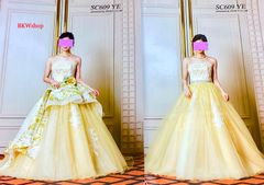 ＜現品限り＞ used　カラードレス　黄色2wayスカート　佐々木希　ブランドドレス　結婚式　お色直し　パーティー　演劇　芝居　コスプレ　ステージ　ダンス　舞台　レイヤー