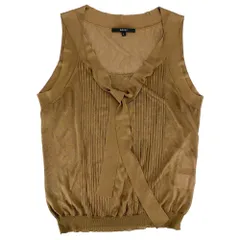 グッチ タンクトップ レディース ノースリーブ キャミソール 服 アパレル トップス 春 夏 GUCCI L ブラウン 茶 レーヨン    人気 美品【中古品】のサムネイル