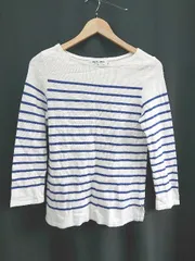 ◇ Θ BEAUTY & YOUTH UNITED ARROWS パネルボーダー 長袖 Tシャツ カットソー サイズ36 ホワイト ネイビー レディース E  【1411070016553】