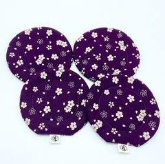 コースター 置物座布団 桜模様（パープル） 12cm (4枚セット)
