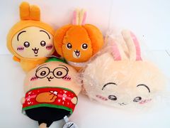 4点セット ちいかわ うさぎ ぬいぐるみ/パジャマ・かぼちゃ・クリスマス・寝そべりもっちり