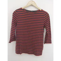 ◇ Marimekko マリメッコ ボーダー 七分袖 Tシャツ カットソー サイズS レッド ネイビー レディース P  【中古】 【1209060000602】