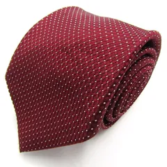 クリケット ブランド ネクタイ チェック柄 ドット 格子柄 シルク 日本製 PO メンズ ワインレッド CRICKET 【中古】