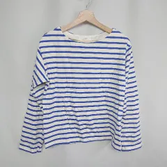 ◇ ⊇ Discoat ディスコート ボーダー 長袖 Tシャツ サイズF ブルー系 レディース E  【1409100014099】