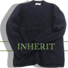 【新品】 INHERIT ／ インヘリット　サーマル ニット ウール混 洗濯機で洗える ウォッシャブル ワッフル セーター 紺 ネイビー ｜ 秋冬