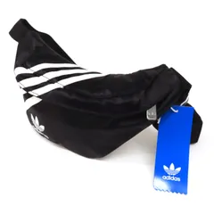 OI25506 未使用 adidasアディダス ウエストポーチ ウエストバッグ ボディバッグ ナイロン トレフォイル 三本ライン 黒 ブラック×ホワイト