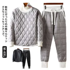 中綿 スウェット 上下セット キルティング プルオーバー ジョガーパンツ ハイネック トレーナー スエットパンツ 厚手 防寒 暖かい あったか 中綿入り カジュアル スポーツ ゴルフウェア アウトドア XL5c236