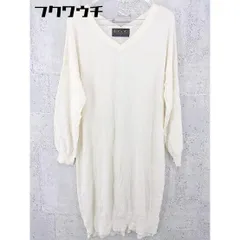 ◇ nano universe The 1st. Floor Vネック 薄手 ウール ニット 長袖 膝下丈 ワンピース サイズF アイボリー系 レディース 【中古】 【1101200004283】