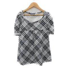 バーバリーブルーレーベル BURBERRY BLUE LABEL カットソー 半袖 チェック柄 38 M マルチカラー 白 ホワイト /YK31