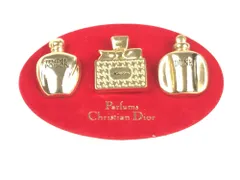 クリスチャン・ディオール　Christian Dior　香水瓶　ピンブローチ　ピンバッジ　3個セット　ノベルティ　ゴールドカラー　送料無料