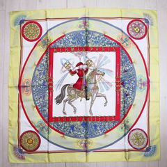 HERMES FEUX D' ARTIFICE エルメス 技巧の火 カレ90 シルク 大判スカーフ イエロー S07-k075