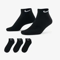 ナイキ 靴下 3足組 ソックス NIKE エブリデイ クッションド トレーニング ローソックス メンズ レディース キッズ ジュニア 21-29.0cm ユニセックス 丈 短い スポーツソックス くつした くつ下 黒 3足セット アパレル/SX7670-010
