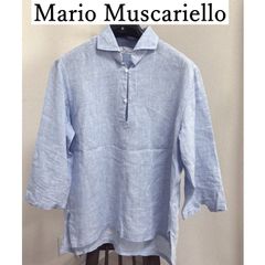Mario Muscariello（マリオムスカリエロ）　メンズ　カプリシャツ　リネンシャツ　プルオーバー　水色　ブルー　L