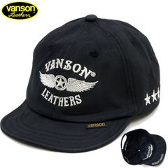 バンソン ウォッシュツイル ベースボールキャップ VANSON コットンキャップ ワイヤー入りブリム フライングスター NVCP-2508 ブラック(白茶けた黒) 新品
