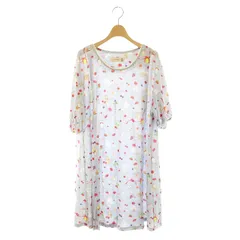 フランシュリッペ franche lippee ネコ柄ワンピース ミニ プリント 五分袖 レース M グレー /MY ■OSのサムネイル