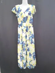 ◇ ⊂ アンドクチュール 花柄 フレンチスリーブ ロング丈 ワンピース サイズ38 アイボリー系 マルチ レディース E  【1508060009388】