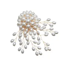 卒業式 発表会 フォーマル エレガント 入学式 ゴールド ラインストーン ジュエリー 結婚式 アクセサリー ジャケット スーツ プレゼント 花形 レディース パールブローチ ギフト リボンブローチ ブローチ FASELE