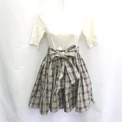 ◇ dazzlin ダズリン チェック柄 五分袖 ミニ丈 ワンピース サイズS ブラウン系 レディース E  【1407020035989】