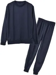 Y's factory メンズ 裏起毛 スウェット セットアップ 上下セット ルームウェア(ネイビー,  L)