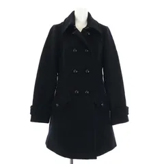 バーバリーブルーレーベル BURBERRY BLUE LABEL ウールコート ダブル アウター ミドル丈 ロング 38 M 黒 ブラック /TK