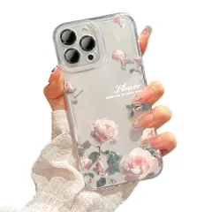 【在庫処分】耐衝撃 スマホケース おしゃれ 携帯カバー 女性人気 女の子 薄くて軽い iPhone16 ケース ケース 韓国 用 用 かわいい 透明 クリアケース TPUソフトケース 花柄 バラ本 (iPhone 可愛い クリア 16 16用クリア） iPho