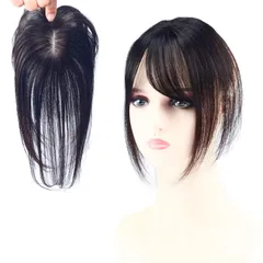 人気商品前髪あり 通気性 ボリュームアップ 増毛 抜け毛 ショート ヘアピース 女性 超自然 ネットサイズ横5cm縦8cm 医療用 分け目自由 (25cm 総手植え リアル人工皮膚 人毛100% 自然色) 部分ウィッグ YOYO