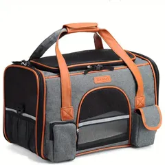 ポータブル折りたたみペットアウトドアバッグ-通気性猫犬ショルダーハンドバッグ、車多機能デザイン、軽量で耐久性があり、ペットの旅行や毎日の旅行に適しています ダークグレー