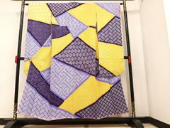 平和屋本店□極上 訪問着 駒刺繍 雪芝草花文 金彩 薄卵色地 三越扱い  