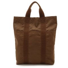 HERMES エルメス エールライン カバス トートバッグ 縦長 キャンバス ブラウン 茶