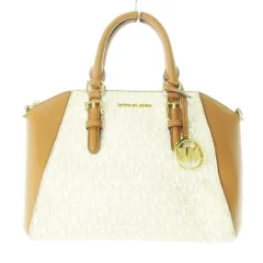 マイケルコース MICHAEL KORS ハンドバッグ ミニ レザー 革 PVC 配色 切替 MK柄 ロゴ ゴールドカラー 茶 ブラウン /CK20のサムネイル