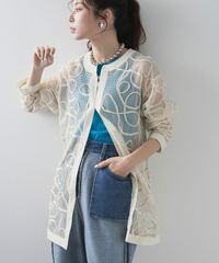 夢展望公式 [新品未使用] コード刺繍メッシュカーデ [アイボリー] 他カラー別ページ有 bohmal カットソートップス カットソーカーディガン（長袖） 535400-01