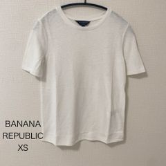 AB0546 BANANA REPUBLIC リネン混ホワイトTシャツ XSサイズ シンプル涼感トップス 夏