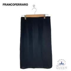 ☆美品☆ FRANCO FERRARO フランコフェラーロ スカート ひざ丈スカート スリット ボタン レディース ブラック 3 キュプラ 日本製 q-43 送料無料 古着