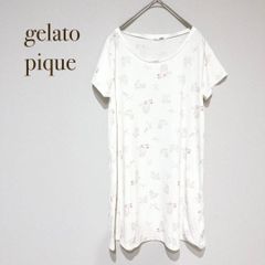 gelato pique  ジェラートピケ【FREE】 半袖チュニック　パジャマ 部屋着 ラフ 可愛い　リボン　総柄