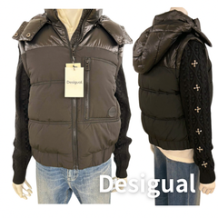 新品　デジグアル　フード付き　袖ニットジャケット袖ニット　ビジュ装飾　デザインジャケット　M   40%OFF！
