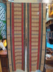 【のれん】武州草木染 絹混手染め しぼり段染めフリンジ　アカシア85×150 のれん】武州草木染 絹混手染め しぼり段染めフリンジ アカシア85×150