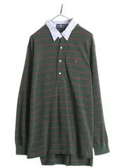【お得なクーポン配布中!】 90s ラルフローレン ボーダー 鹿の子 ボタンダウン 長袖 ポロシャツ メンズ XL / 古着 90年代 オールド ポロ 長袖シャツ 大きいサイズ 薄手