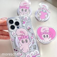 【全機種対応】マグネットステッカー付き♡ ESTHER BUNNY スマホグリップ  マグセーフ対応 伸縮可能 落下防止 滑り止め グリップトック スマホリング マグネット イヤホン収納　携帯 スマホアクセサリー エスターバニー magsafe 韓国 大流行