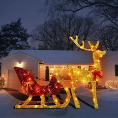 イルミネーションライト ヤードライト トナカイ ソリ かわいい アニマル クリスマス お洒落 庭 ホームデコ ガーデンデコ オーナメント 4-7
